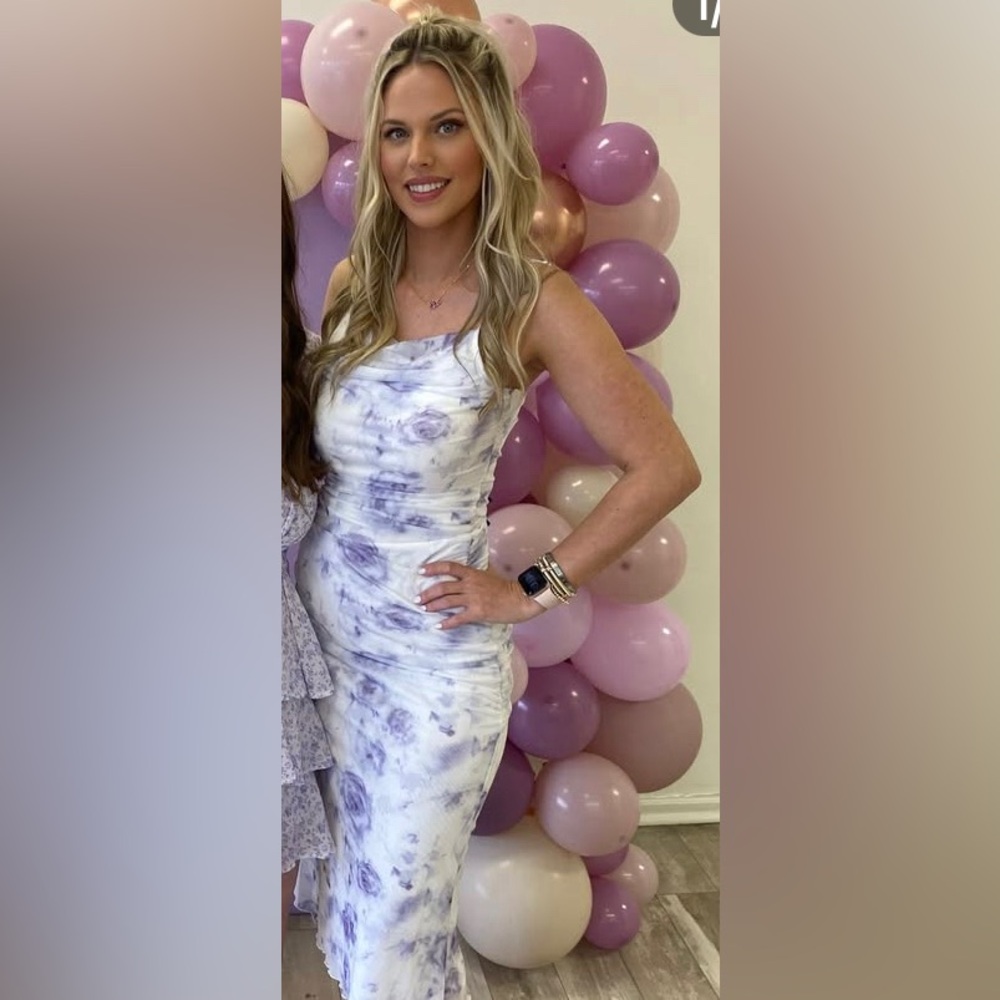 Elegant Purple Tie-Dye Midi Dress